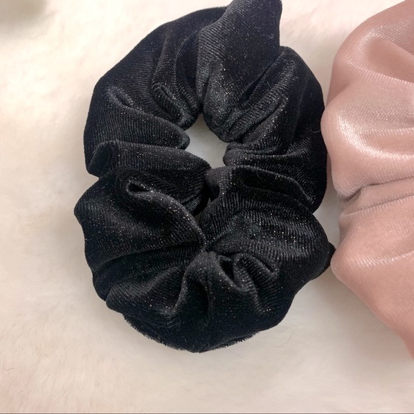 Black and Blush Velvet Scrunchie Bundle - Picture 3 of 5